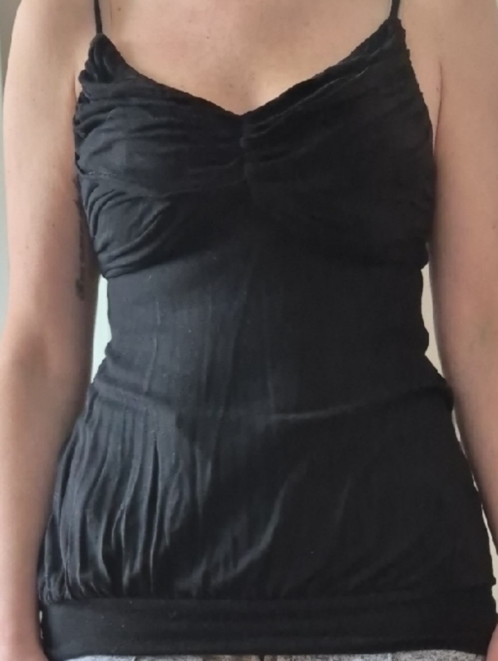 Costa Blanca Black Ruched Neckline Top